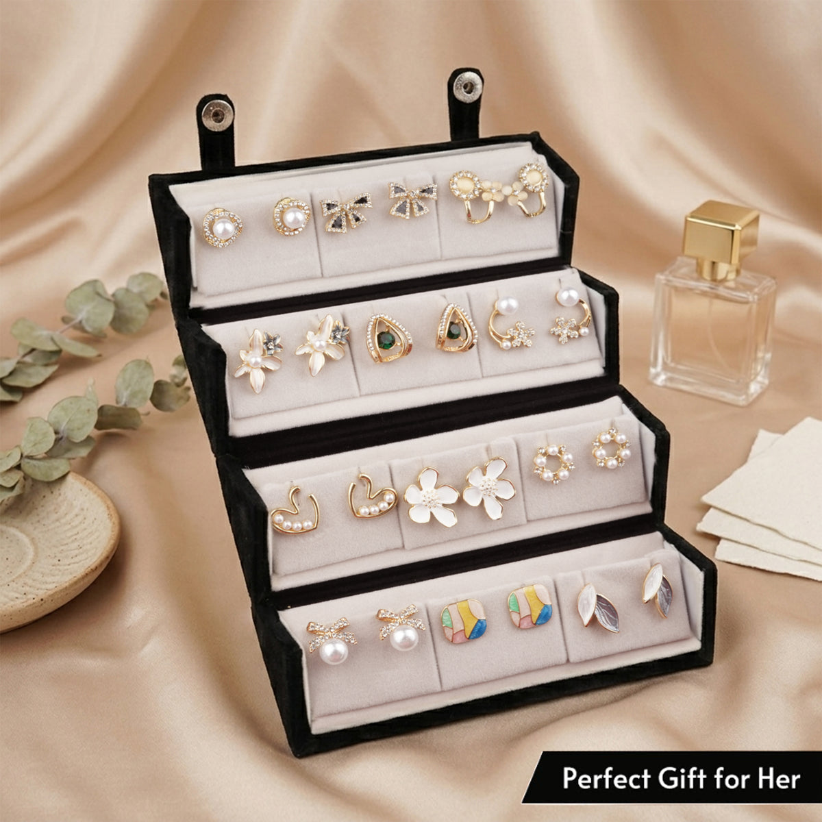 Ishq-E-Jhumka Set Of 12 Oxidized Designer Jhumka Earrings With Jewelry Box