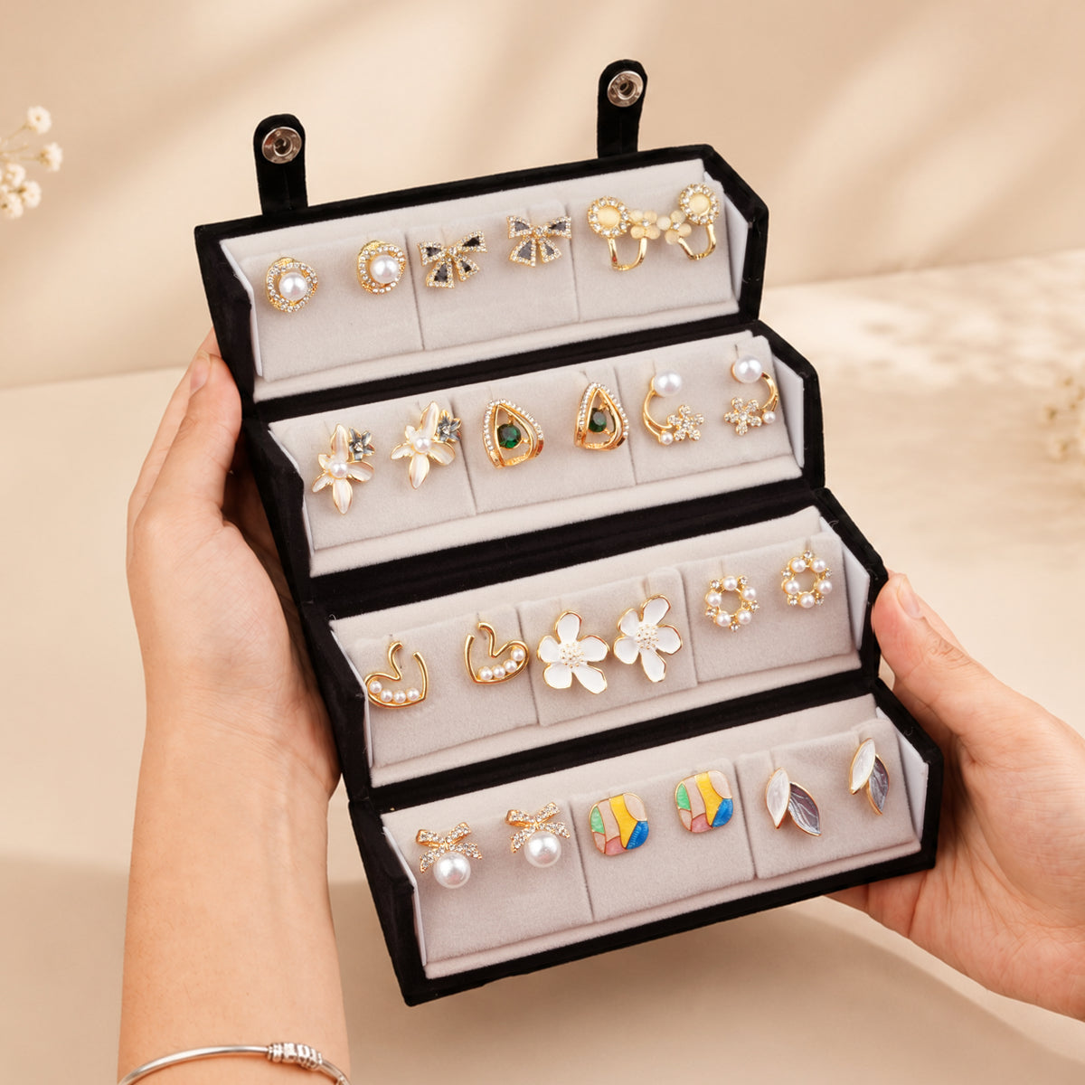 Ishq-E-Jhumka Set Of 12 Oxidized Designer Jhumka Earrings With Jewelry Box