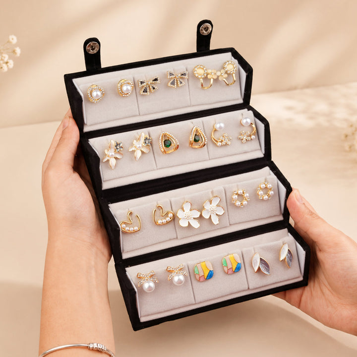Ishq-E-Jhumka Set Of 12 Oxidized Designer Jhumka Earrings With Jewelry Box