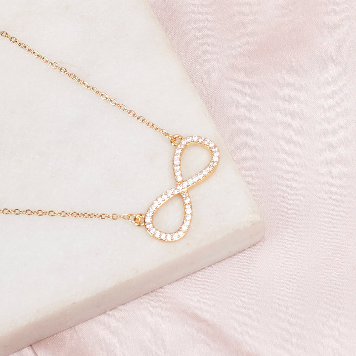 INFINITY LOVE GOLDEN CRYSTAL NECKLACE